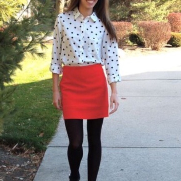 J. Crew • Coral Wool Mini Skirt - Picture 2 of 11